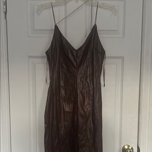Brown Leather Slip Dress